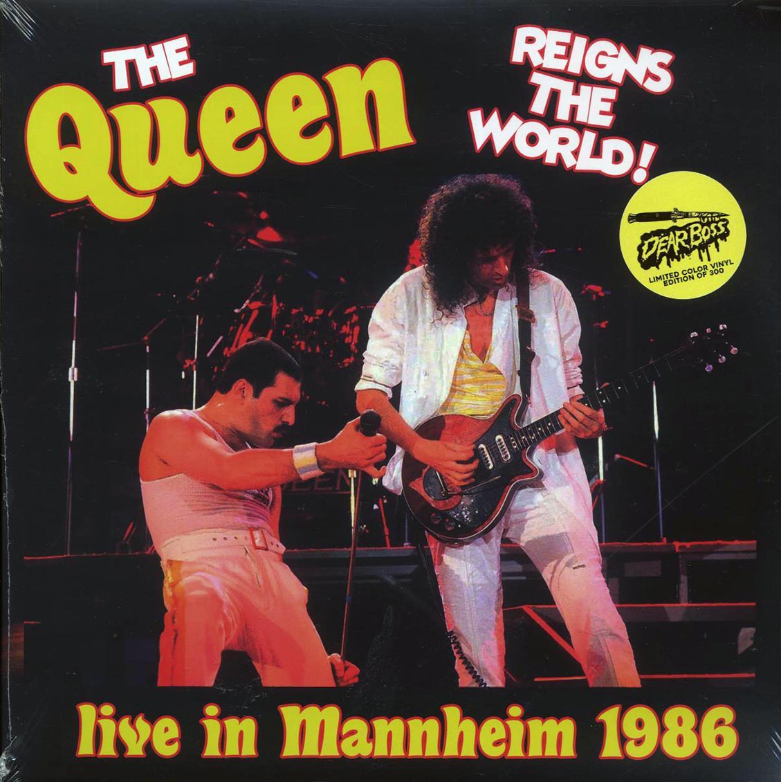 Queen - Reigns The World! Live In Mannheim 1986 (ltd. 300 copies made) (2xLP) (green marbled vinyl) vinyl LP front cover