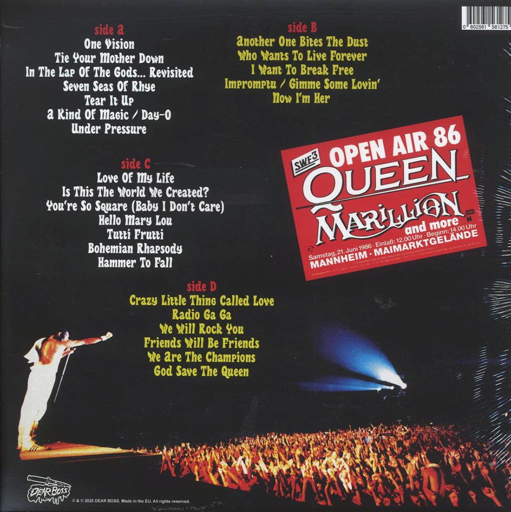 Queen - Reigns The World! Live In Mannheim 1986 (2xLP) (colored vinyl) vinyl LP back cover