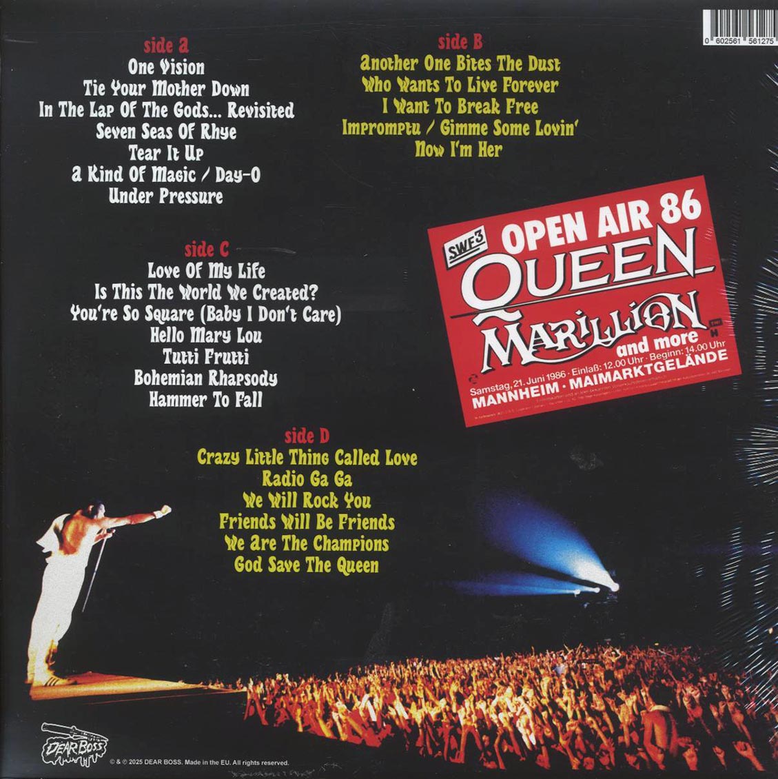 Queen - Reigns The World! Live In Mannheim 1986 (2xLP) (colored vinyl) vinyl LP back cover