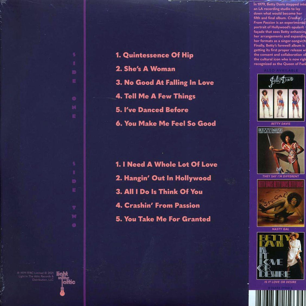 Betty Davis - Crashin' From Passion (red vinyl) vinyl LP back cover