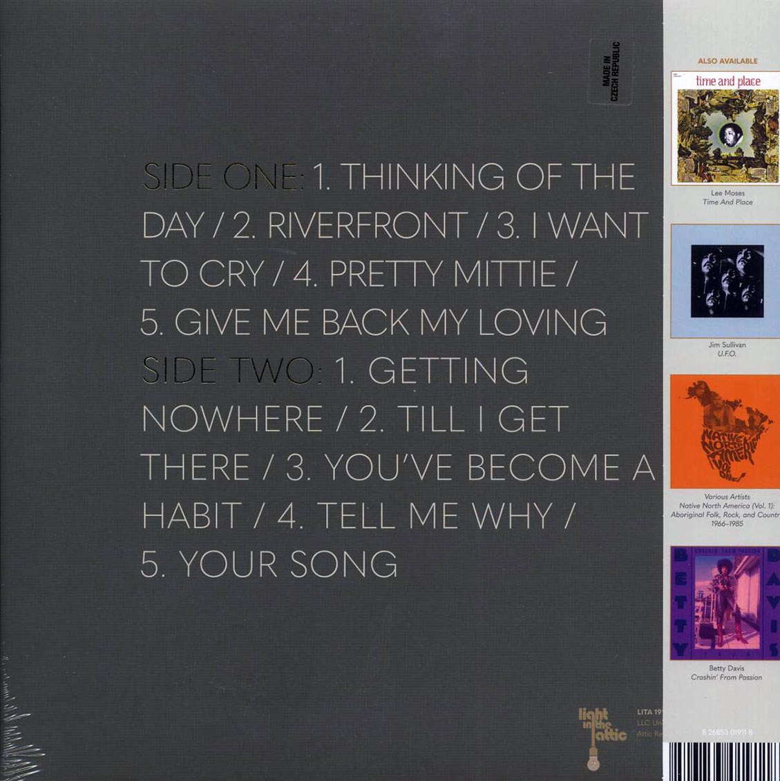 Leo Nocentelli - Another Side (RTI press) vinyl LP back cover