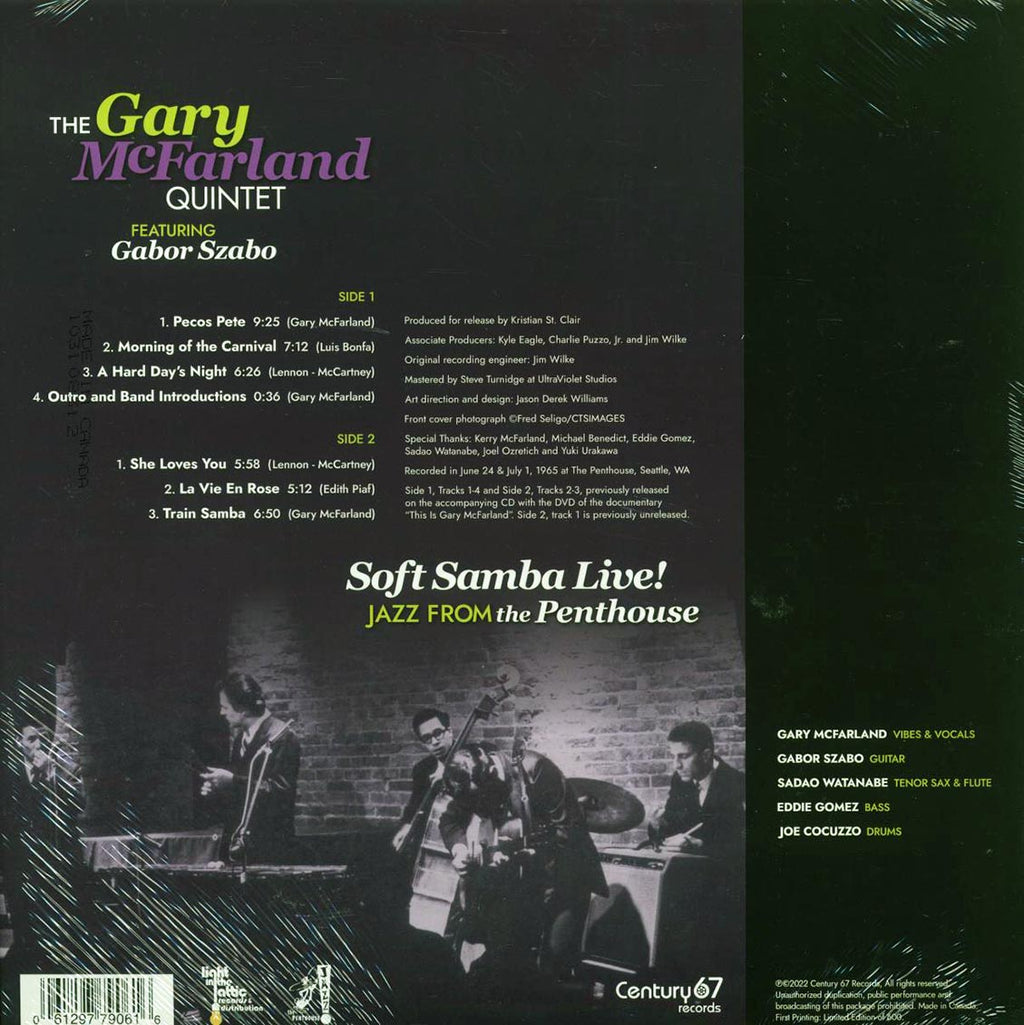 The Gary McFarland Quintet, Gabor Szabo - Soft Samba Live! Jazz From The Penthouse (ltd. ed.) vinyl LP back cover