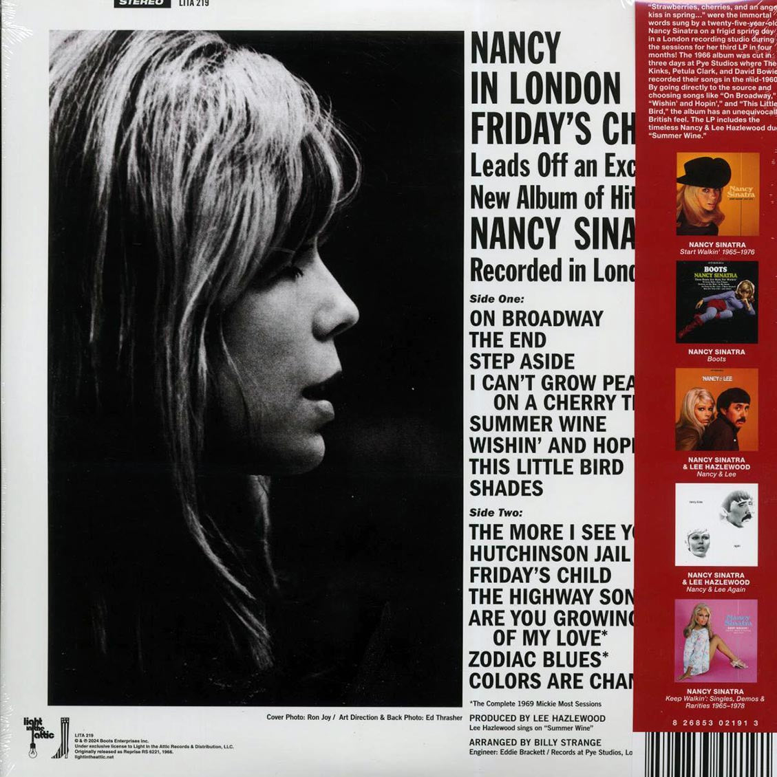 Nancy Sinatra - Nancy In London (+4 bonus tracks) (summer wine red vinyl) (RTI press) vinyl LP back cover