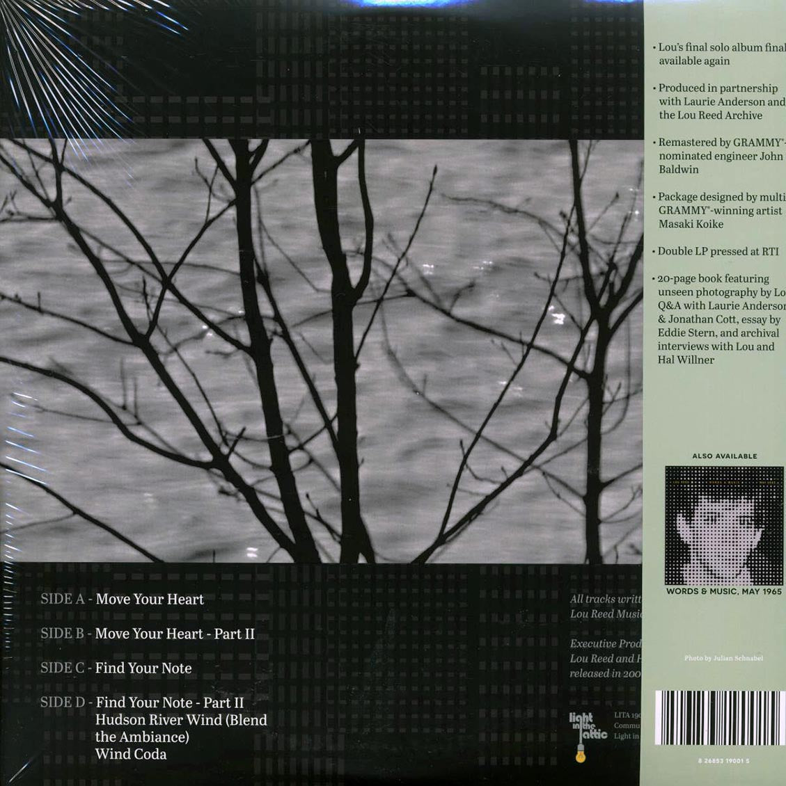 Lou Reed - Hudson River Wind Meditations (2xLP) (coke bottle clear vinyl) (RTI press) vinyl LP back cover