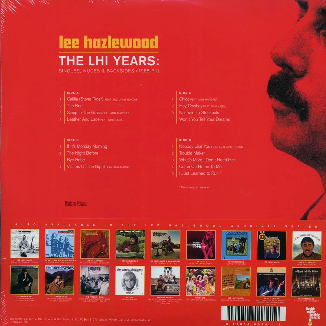 Lee Hazlewood - The LHI Years: Singles, Nudes & Backsides 1968-71 (2xLP) vinyl LP back cover