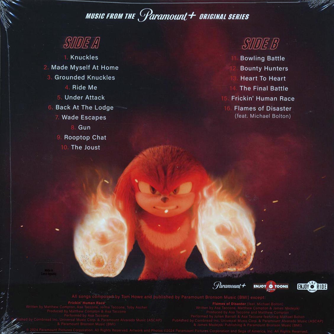 Tom Howe - Knuckles: Music From The Paramount+ Original Series (ltd. 300 copies made) (red/white vinyl) vinyl LP back cover