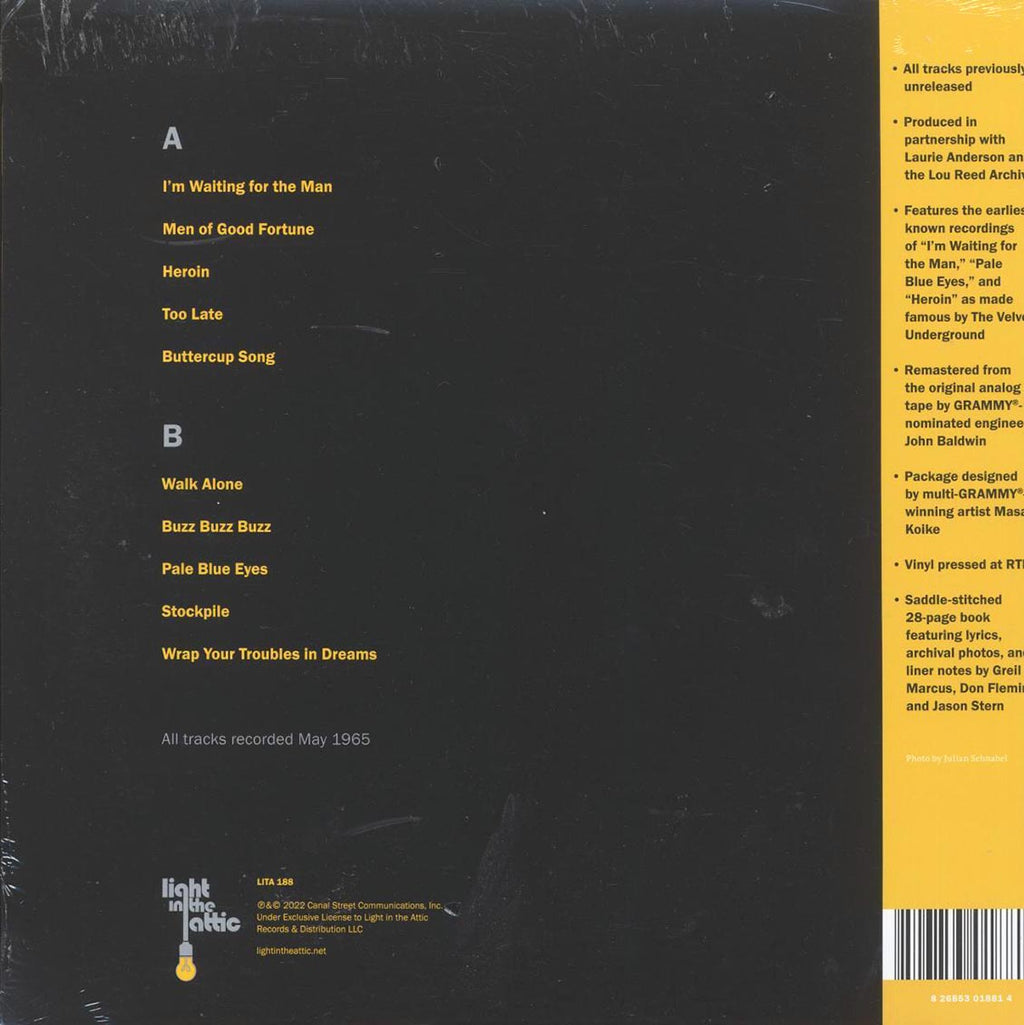Lou Reed - Words & Music, May 1965 (RTI press) vinyl LP back cover