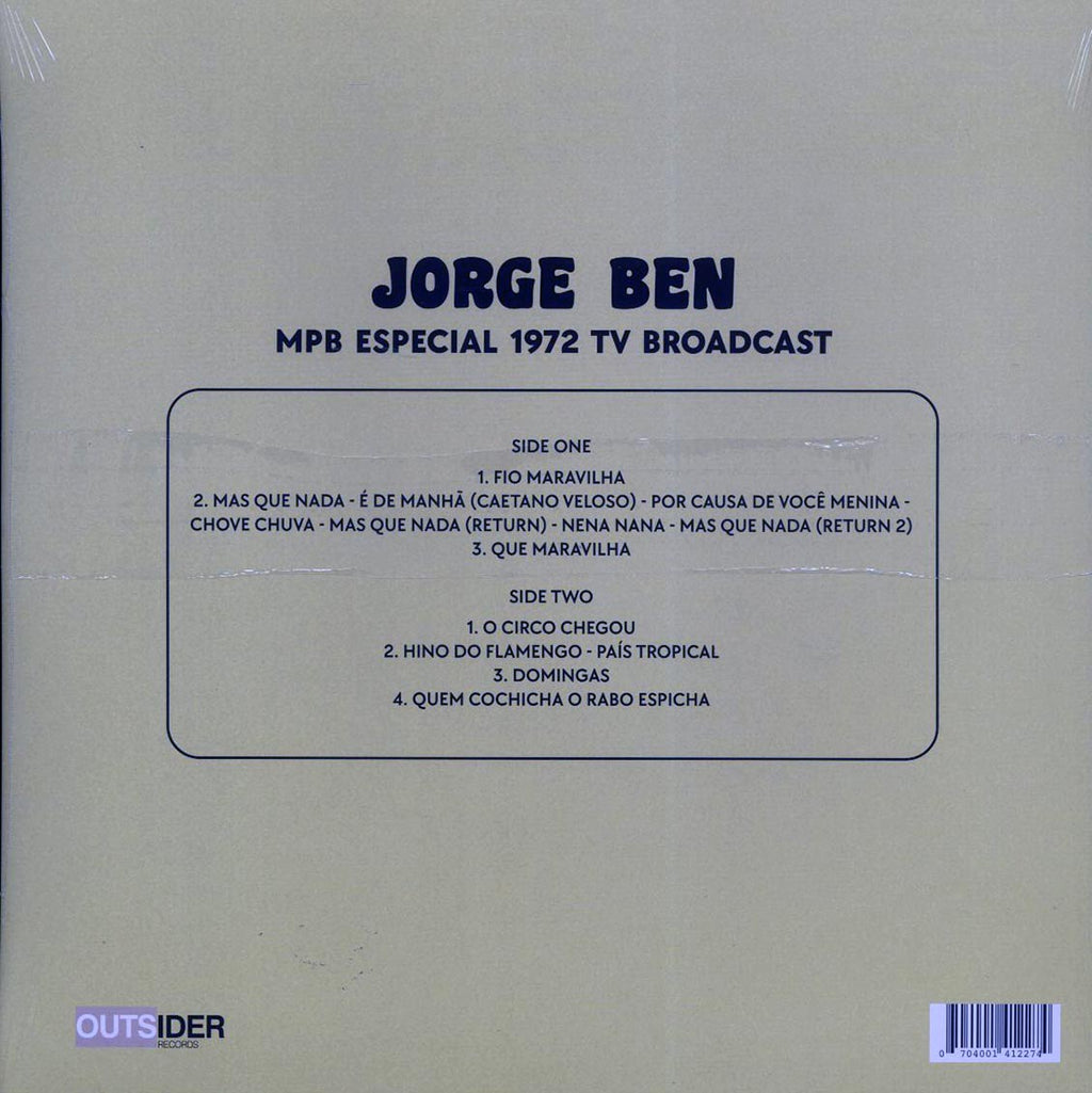 Jorge Ben - MPB Especial 1972 TV Broadcast vinyl LP back cover
