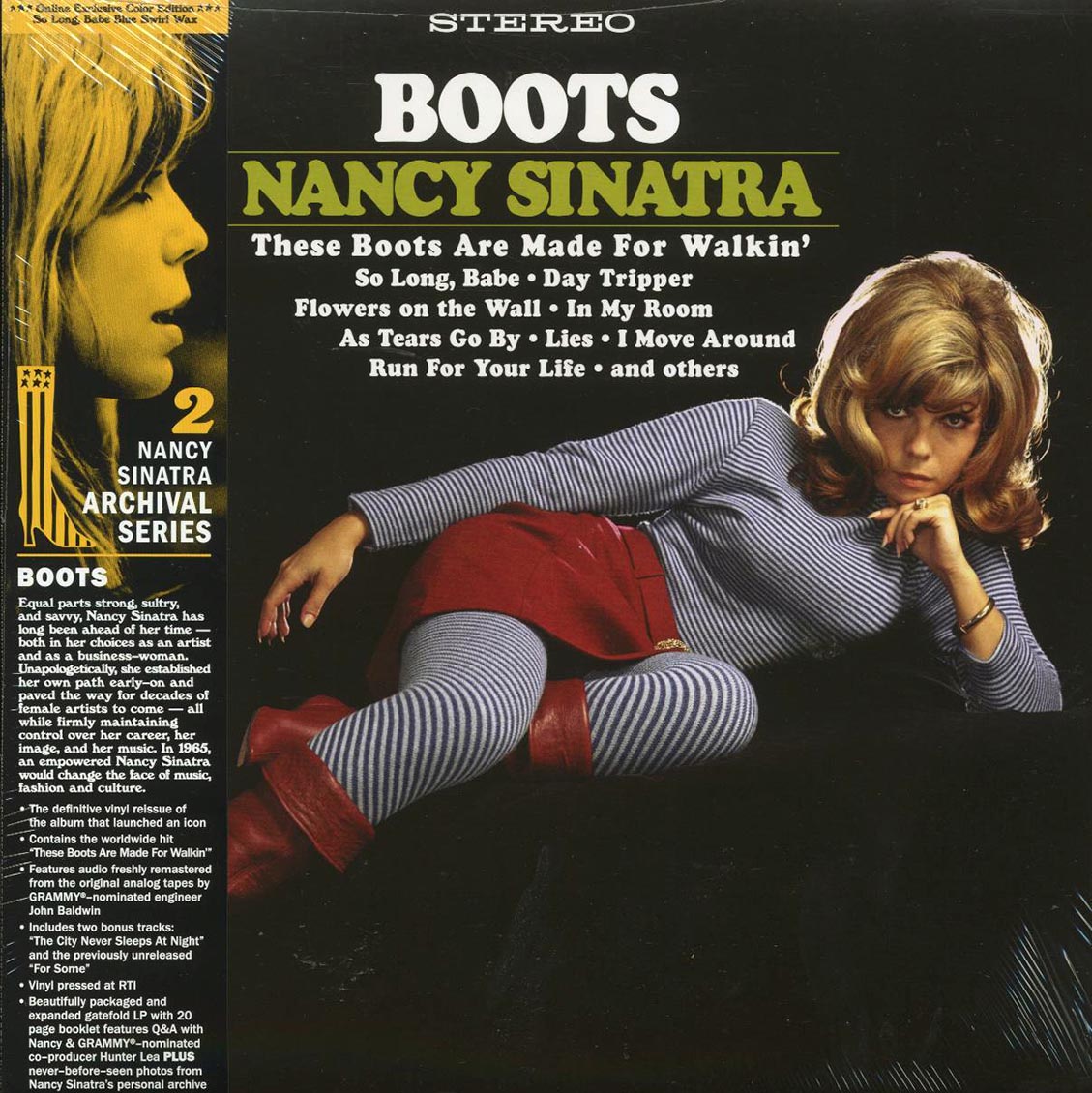 Nancy Sinatra - Boots (+2 bonus tracks) (blue swirl vinyl) (RTI press) vinyl LP front cover