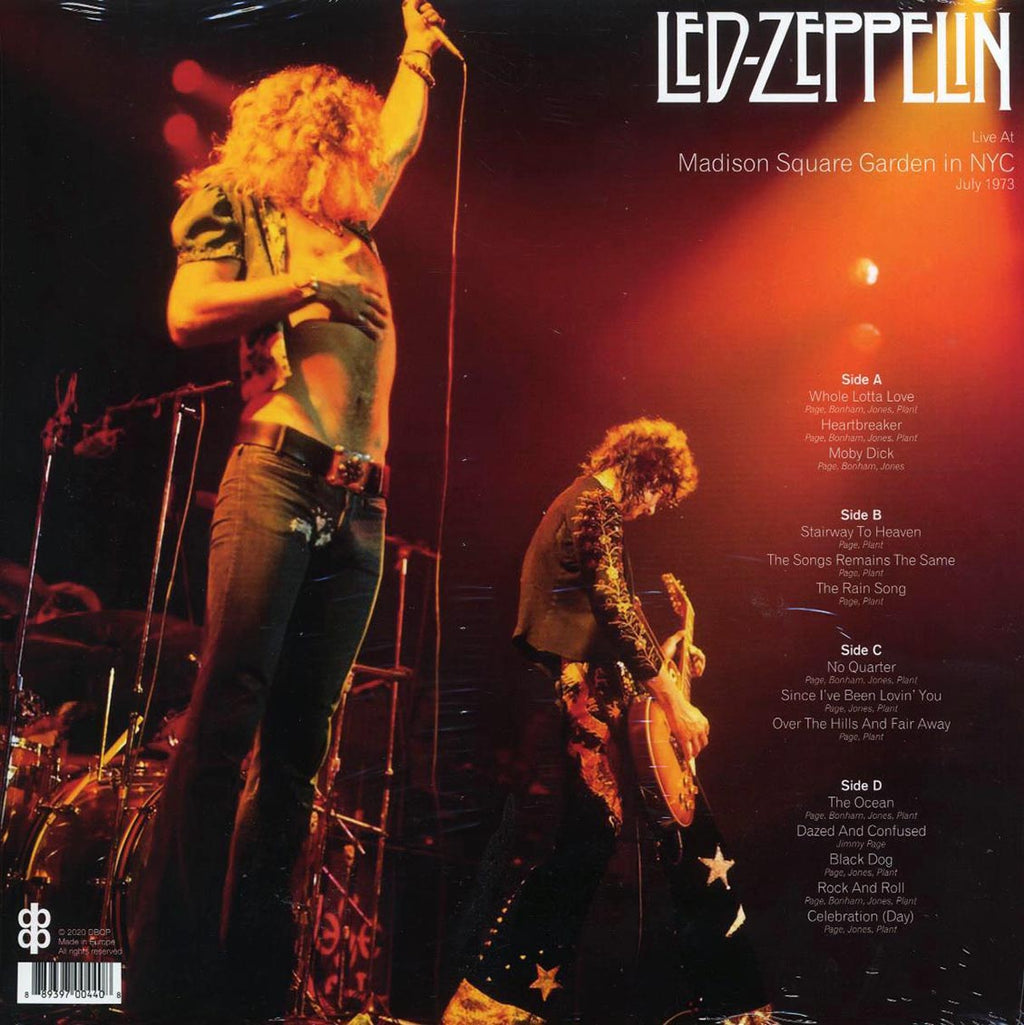 Led Zeppelin - Live At Madison Square Garden In NYC, July 1973 (2xLP) vinyl LP back cover
