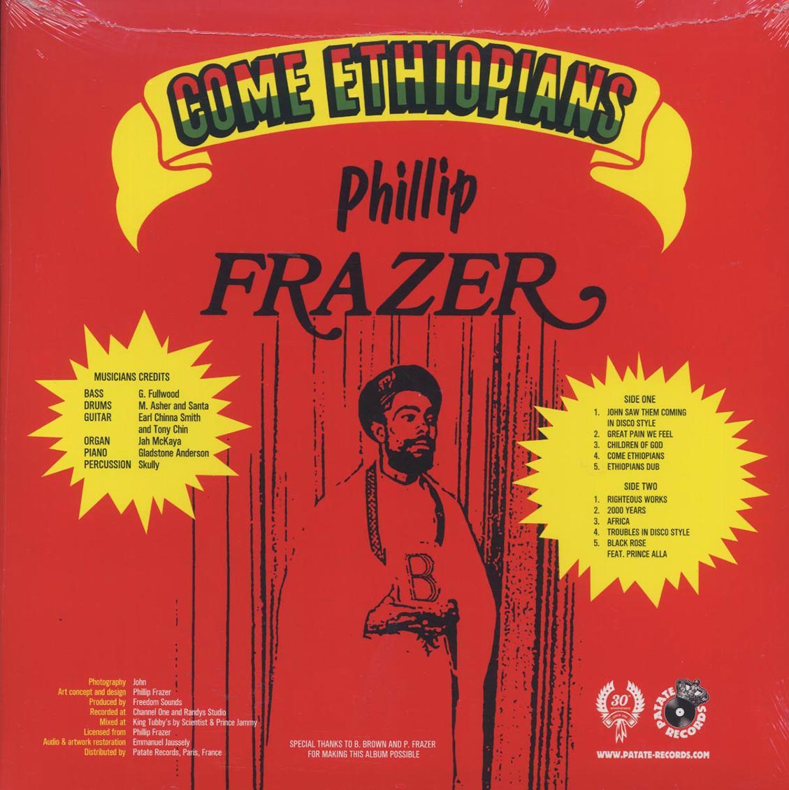 Phillip Fraser - Come Ethiopians: Deluxe Edition (+2 bonus tracks) vinyl LP back cover