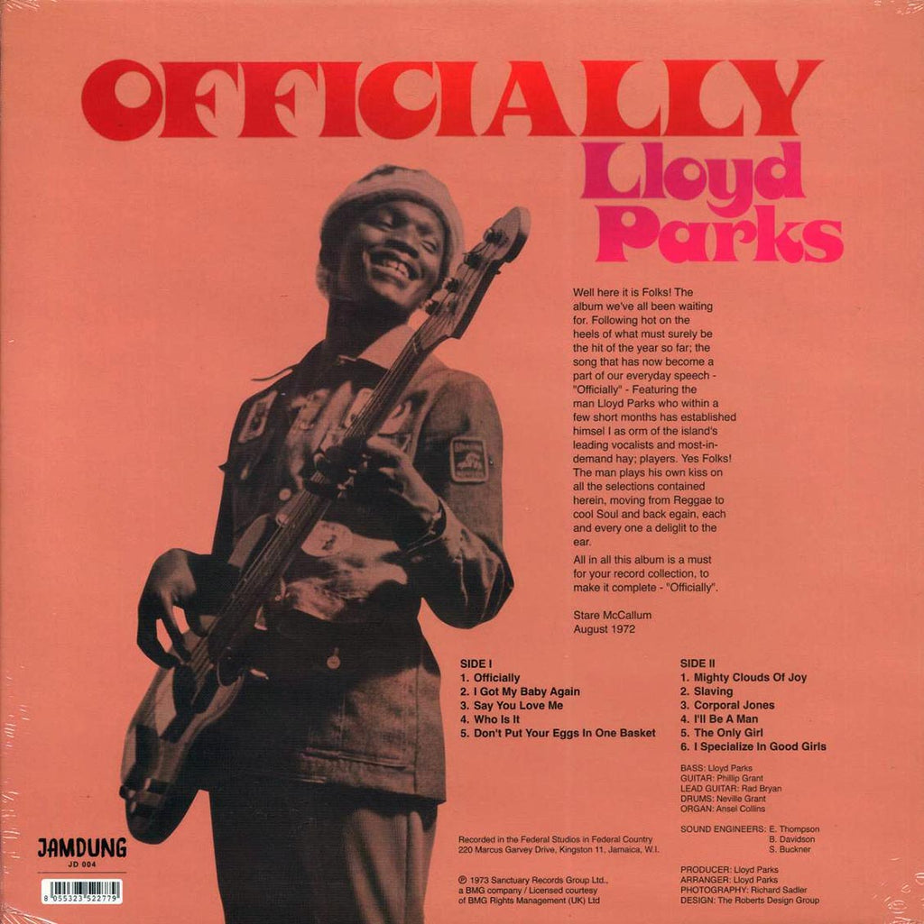 Lloyd Parks - Officially vinyl LP back cover