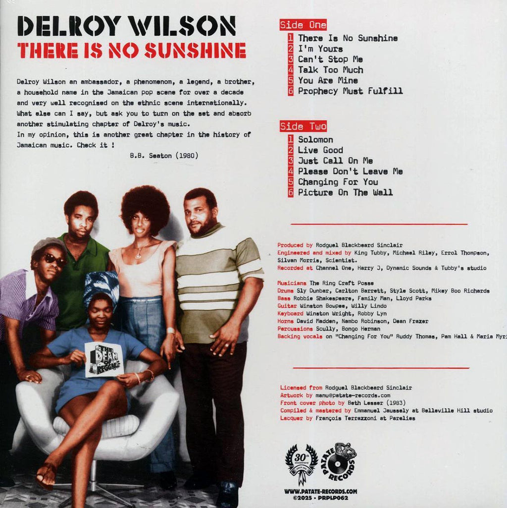 Delroy Wilson - There Is No Sunshine: The Blackbeard Years 1976-1985 vinyl LP back cover