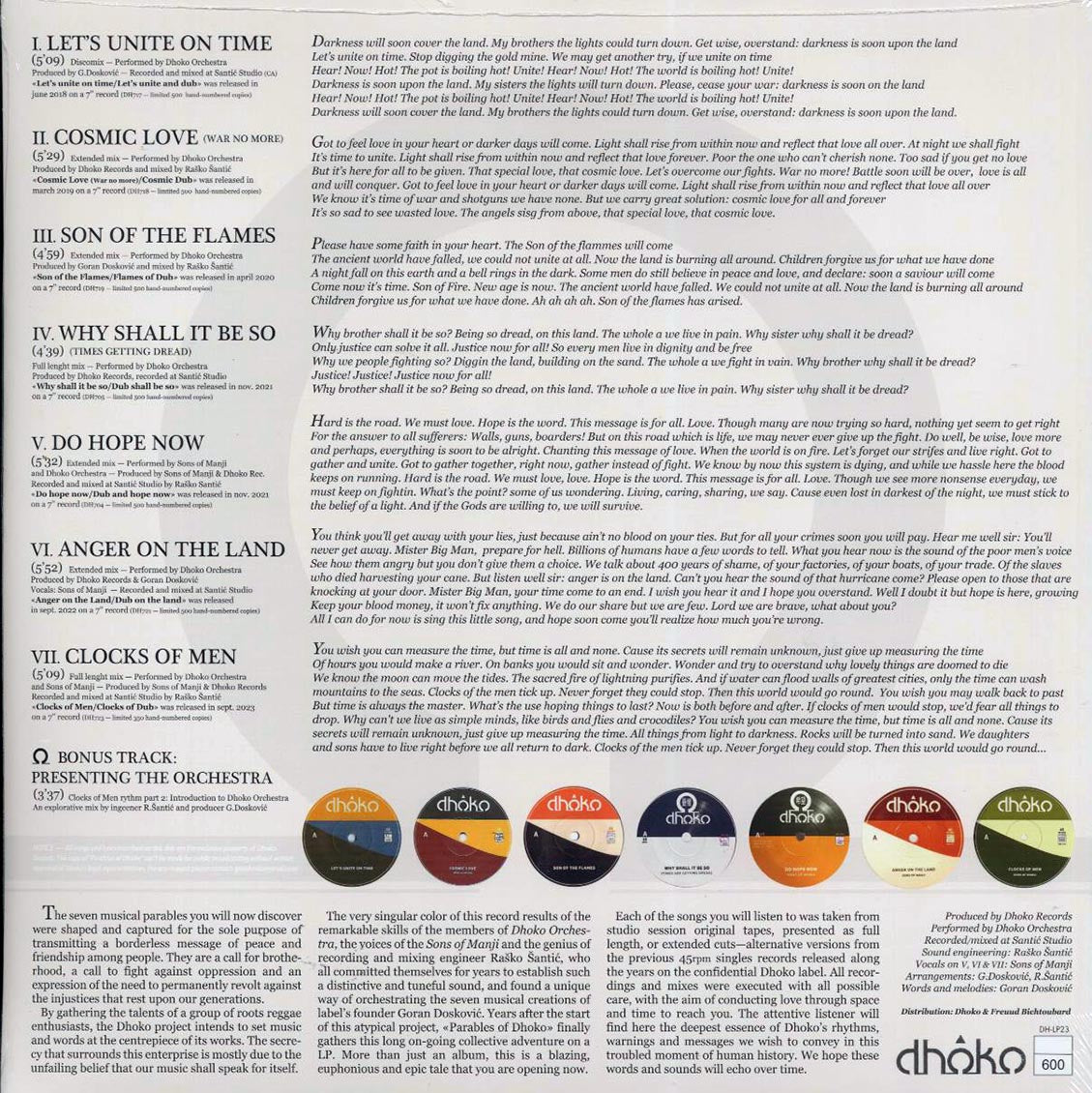 Dhoko - Parables of Dhoko vinyl LP back cover