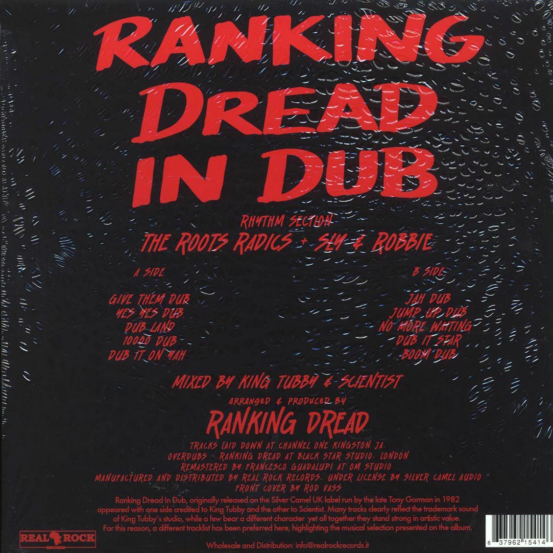 Ranking Dread - Ranking Dread In Dub vinyl LP back cover
