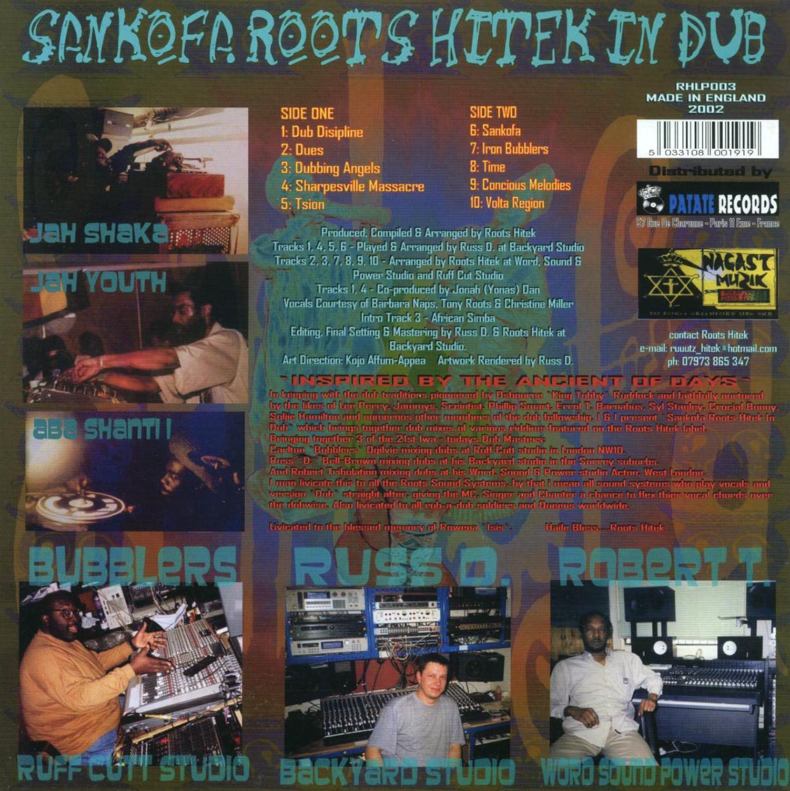 Roots Hi-Tek, Sankofa - Roots Hi-Tek In Dub vinyl LP back cover