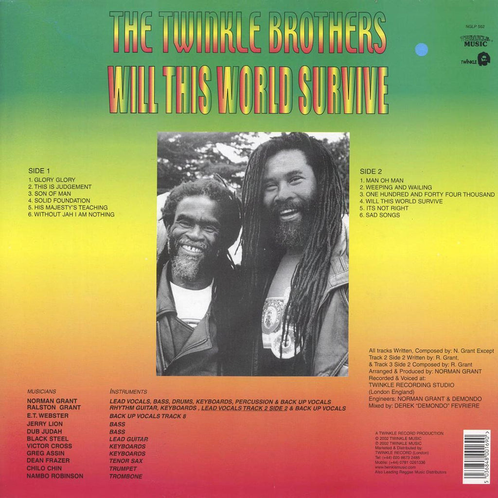 Twinkle Brothers - Will This World Survive vinyl LP back cover