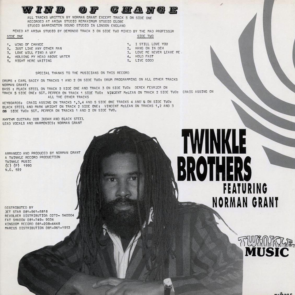 Twinkle Brothers - Wind Of Change vinyl LP back cover