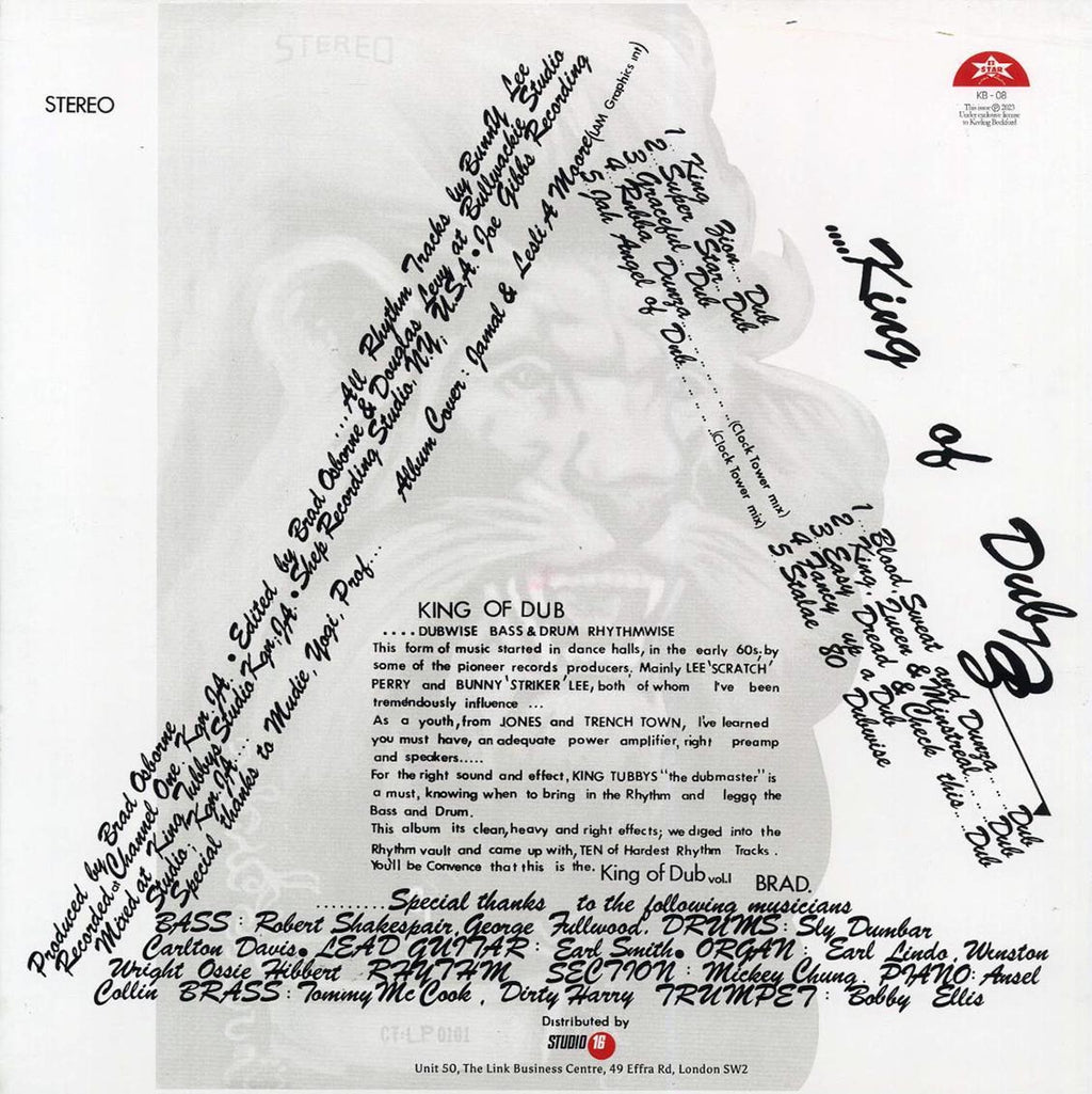 Sly & Robbie, King Tubby - King Of Dub vinyl LP back cover