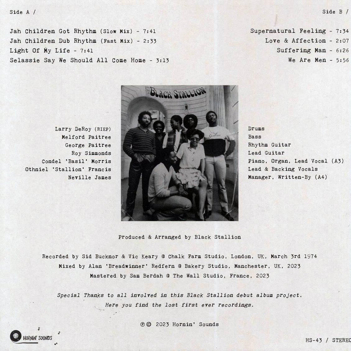 Black Stallion - We Are Men vinyl LP back cover