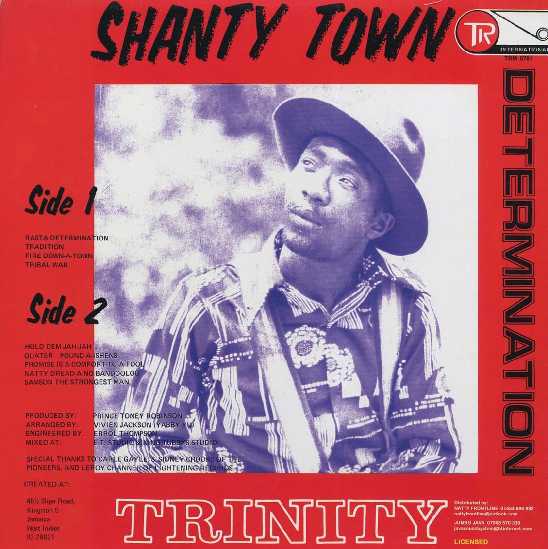 Trinity - Shanty Town Determination vinyl LP back cover