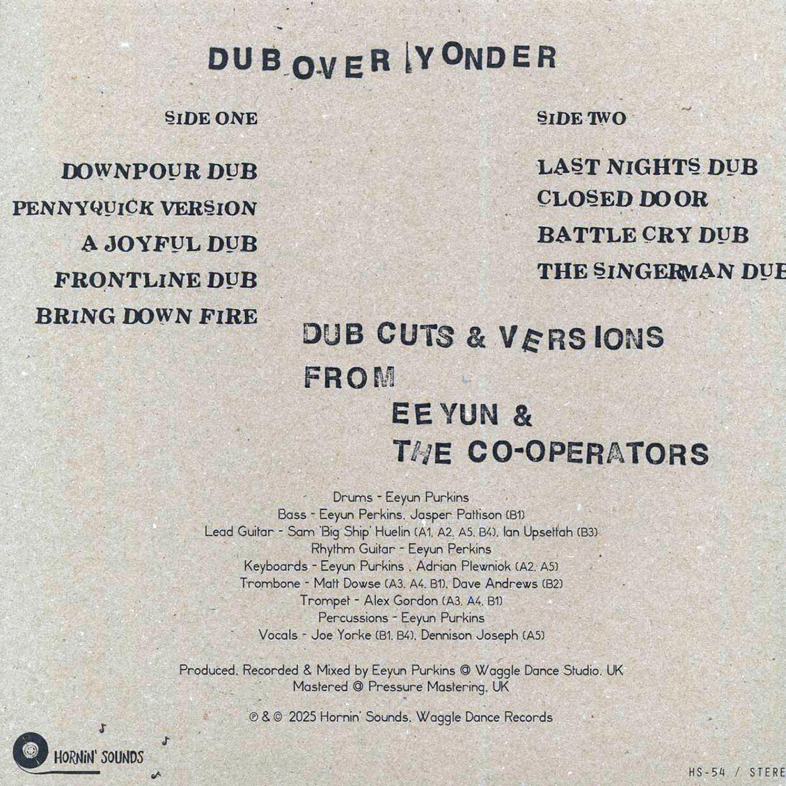 Eeyun & The Co-operators - Dub Over Yonder vinyl LP back cover