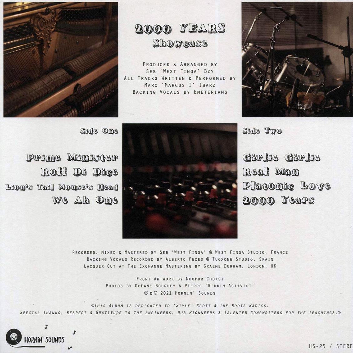 Marcus I, West Finga - 2000 Years Showcase: Marcus I Meets West Finga vinyl LP back cover