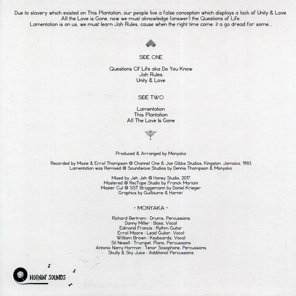 Monyaka - Classical Roots Showcase vinyl LP back cover