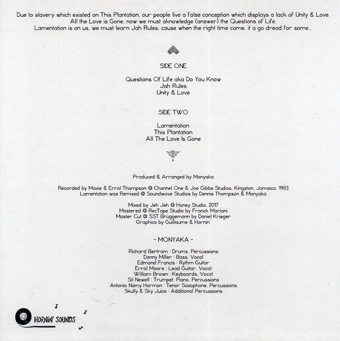 Monyaka - Classical Roots Showcase vinyl LP back cover