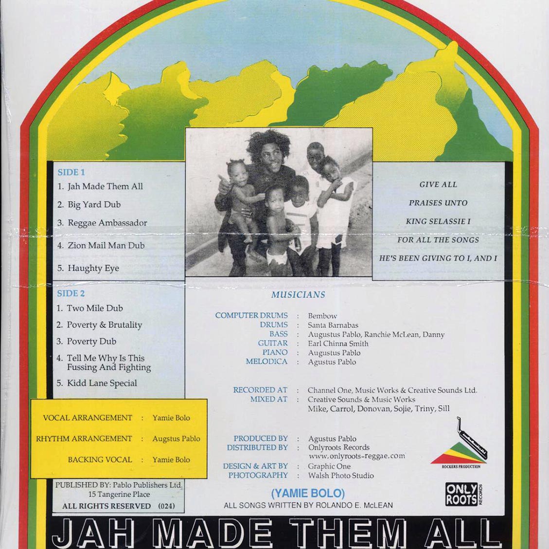 Yami Bolo - Jah Made Them All vinyl LP back cover