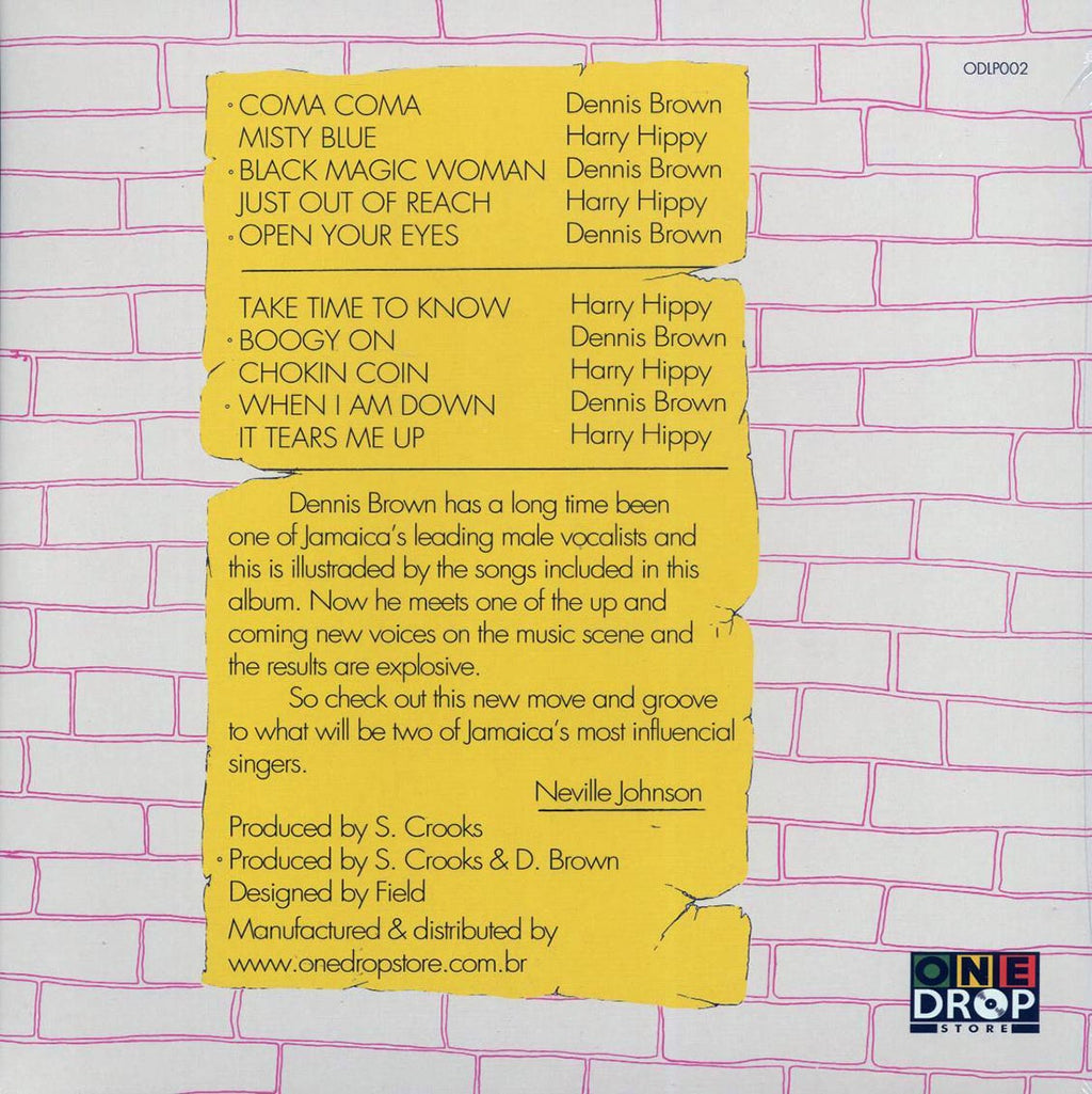 Dennis Brown, Harry Hippy - Dennis Brown Meets Harry Hippy vinyl LP back cover