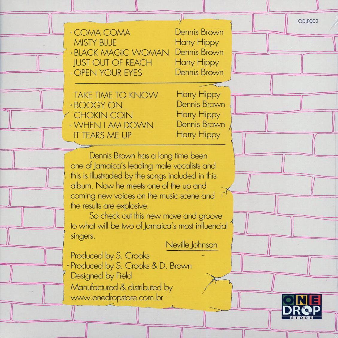 Dennis Brown, Harry Hippy - Dennis Brown Meets Harry Hippy vinyl LP back cover