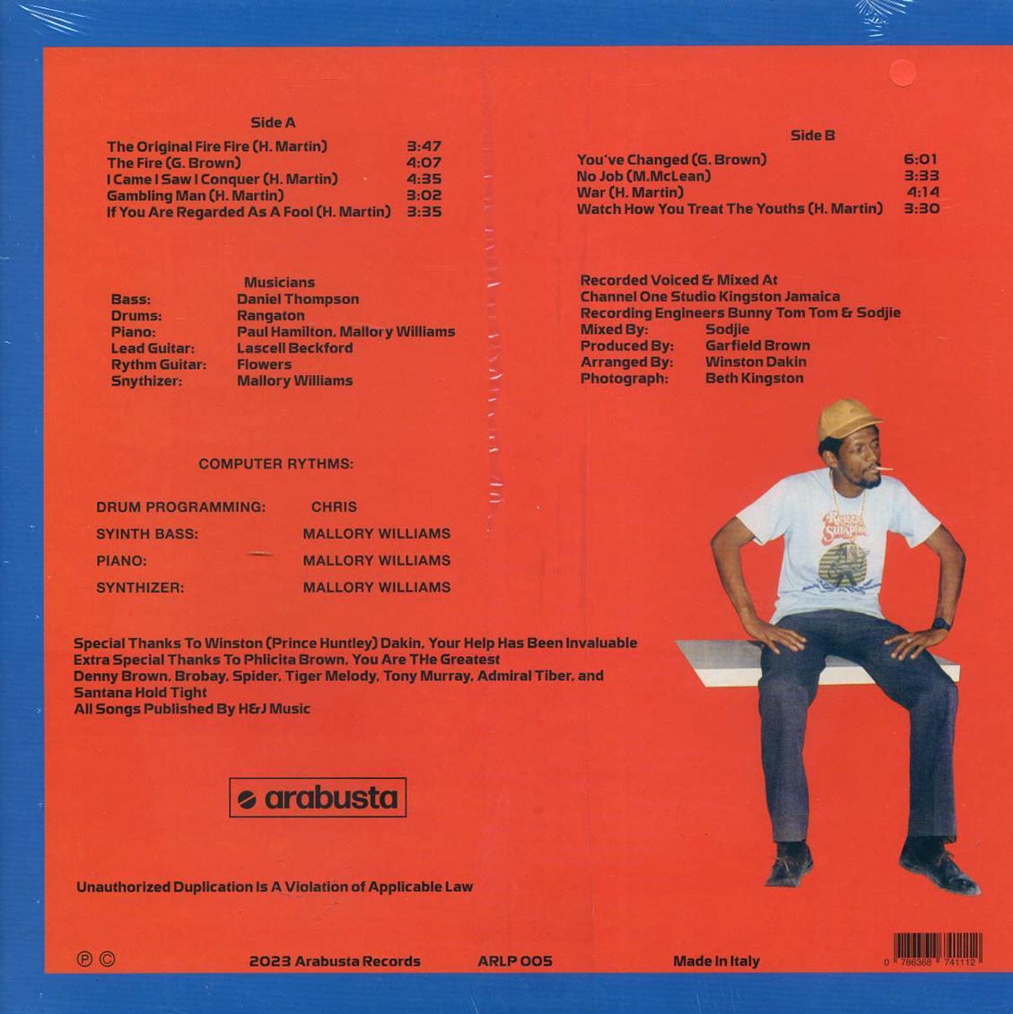 Horace Martin - You've Changed vinyl LP back cover