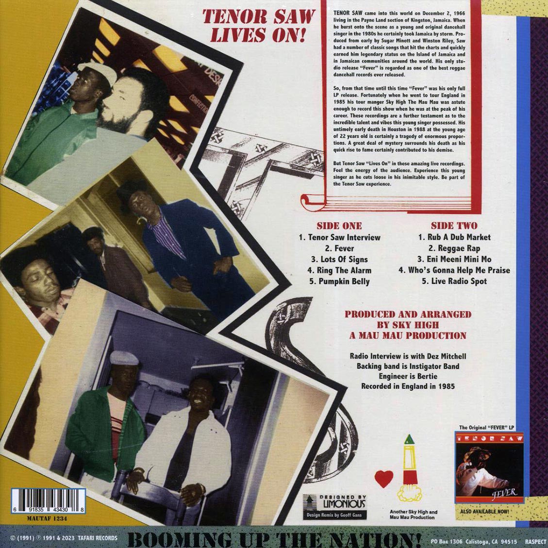 Tenor Saw - Live In London: Tenor Saw Lives On vinyl LP back cover