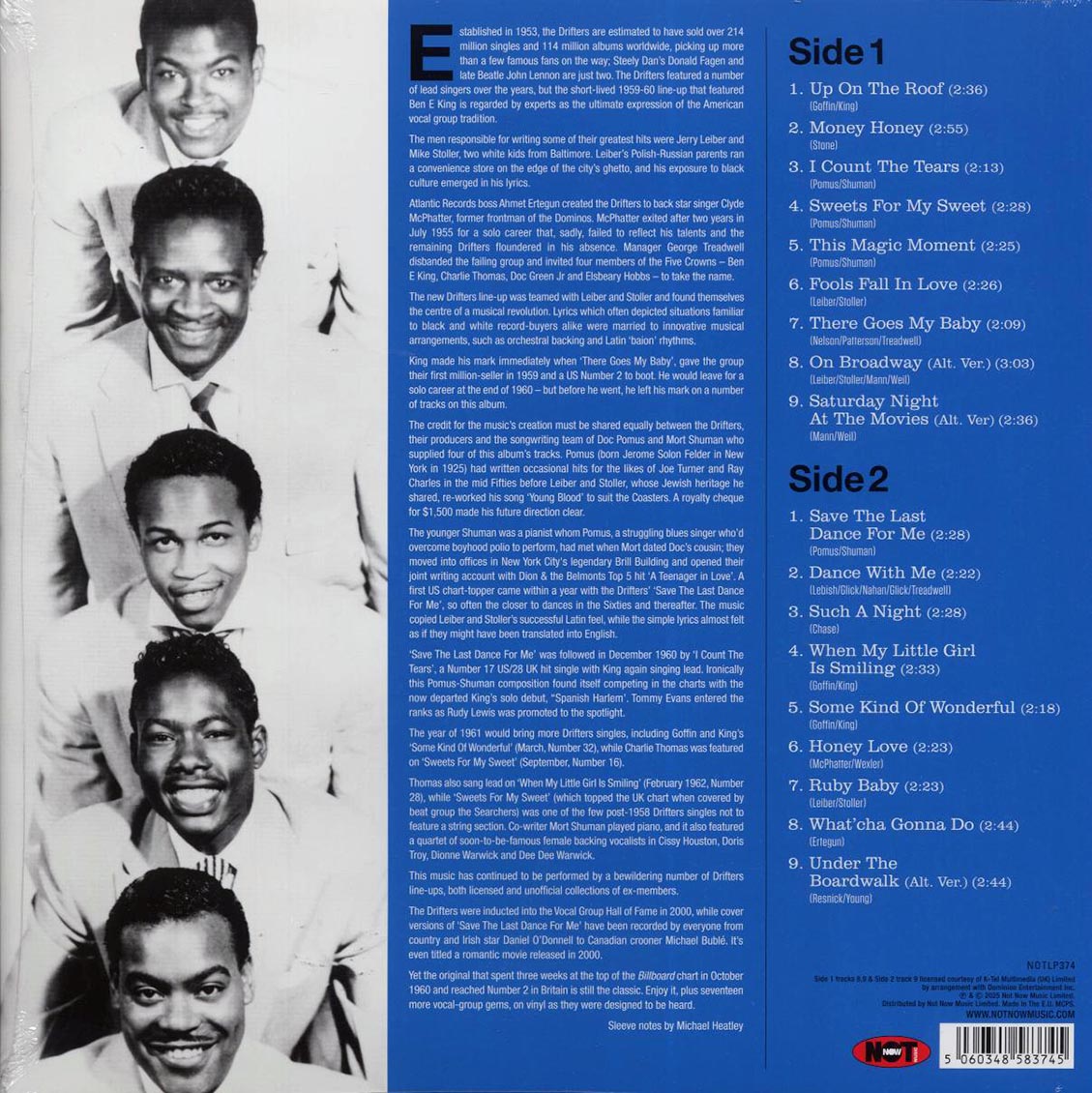 The Drifters - Greatest Hits (180g) (white vinyl) vinyl LP back cover