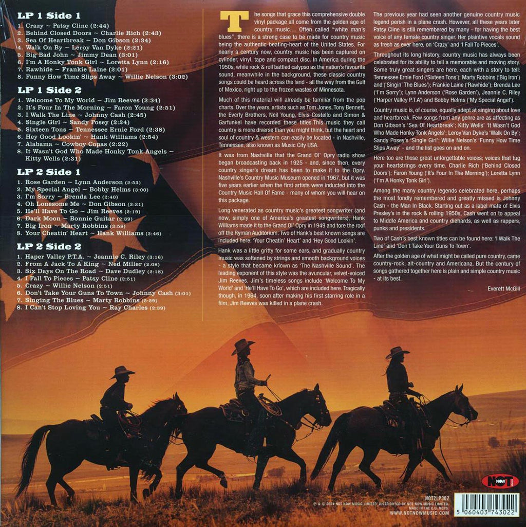 Johnny Cash, Hank Williams, Patsy Cline, Jim Reeves, Etc. - The Best of Country (32 tracks) (2xLP) vinyl LP back cover