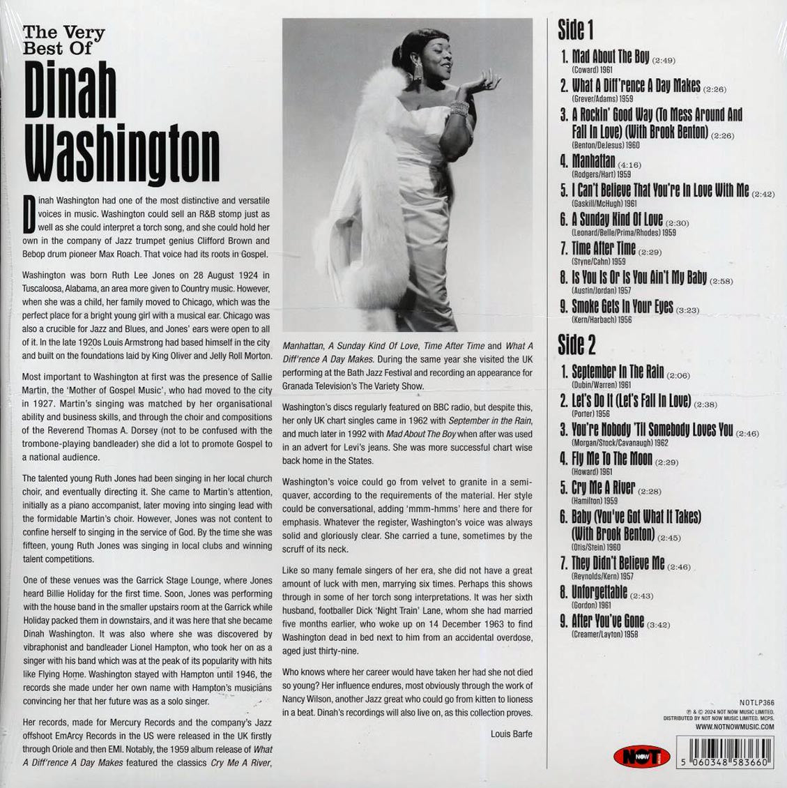 Dinah Washington - The Very Best Of Dinah Washington (180g) (red vinyl) vinyl LP back cover