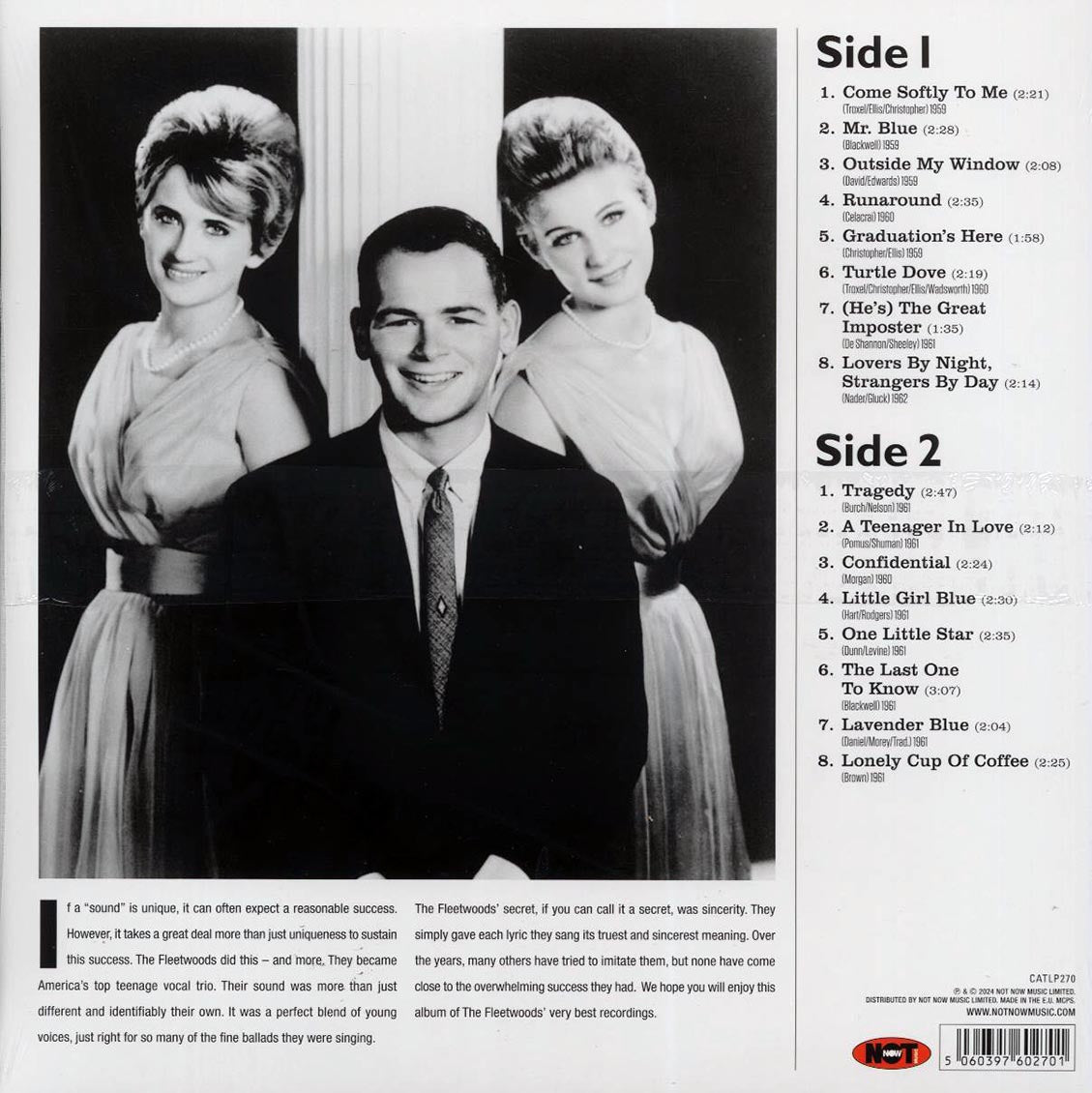 The Fleetwoods - The Very Best Of The Fleetwoods (180g) vinyl LP back cover