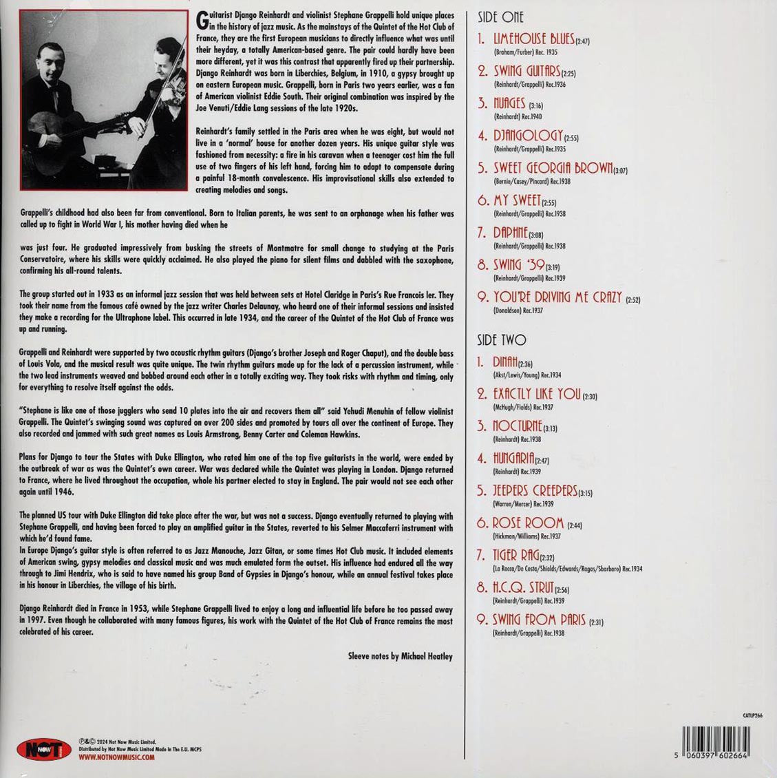 Django Reinhardt, Stephane Grappelli - The Ultimate Collection (180g) vinyl LP back cover