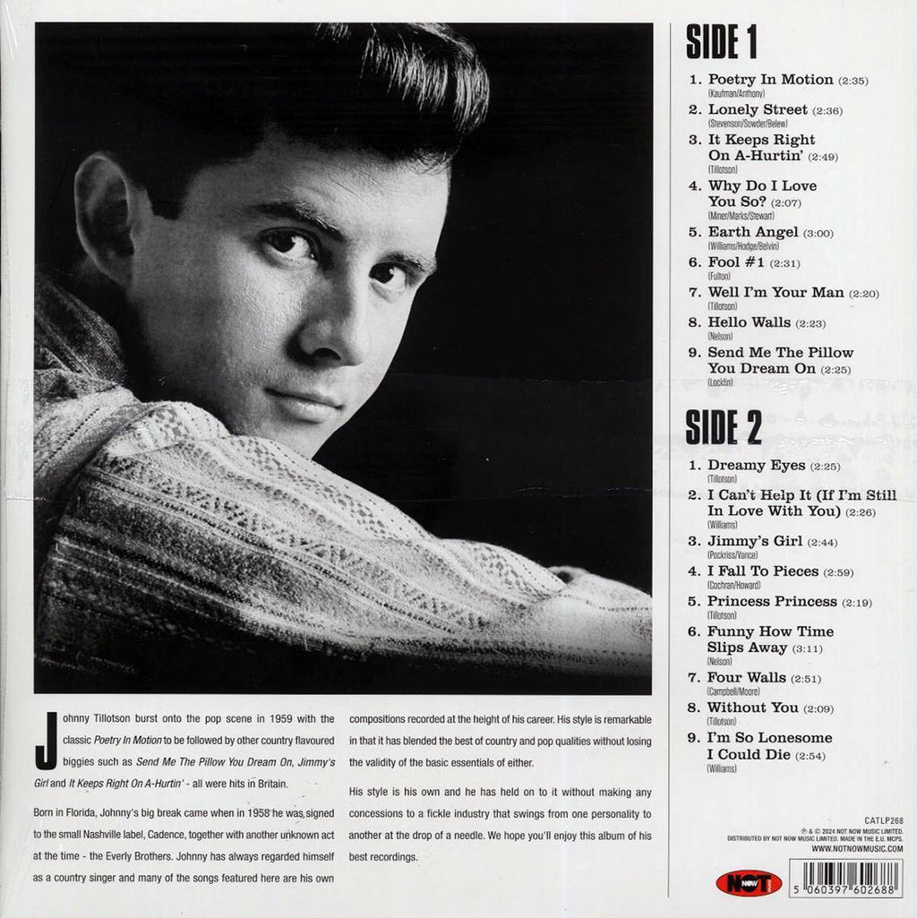 Johnny Tillotson - The Very Best Of Johnny Tillotson (180g) vinyl LP back cover