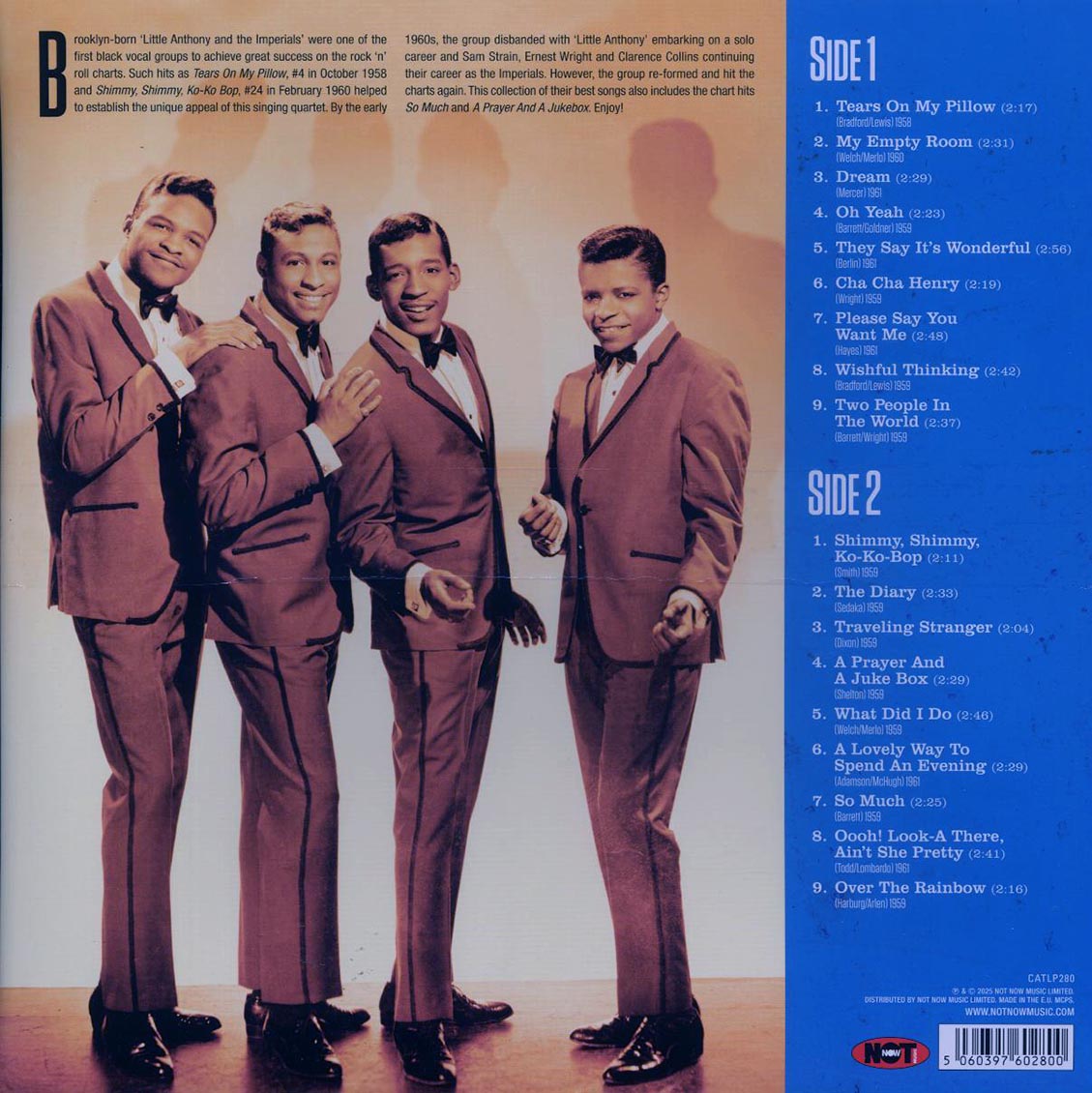 Little Anthony & The Imperials - The Very Best Of Little Anthony & The Imperials (180g) vinyl LP back cover
