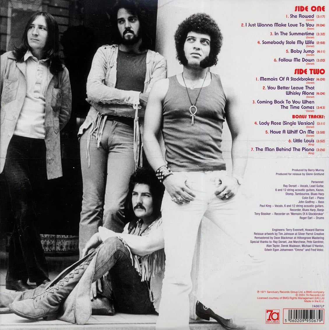 Mungo Jerry - Electronically Tested (+4 bonus tracks) (red vinyl) (deluxe edition) (remastered) vinyl LP back cover