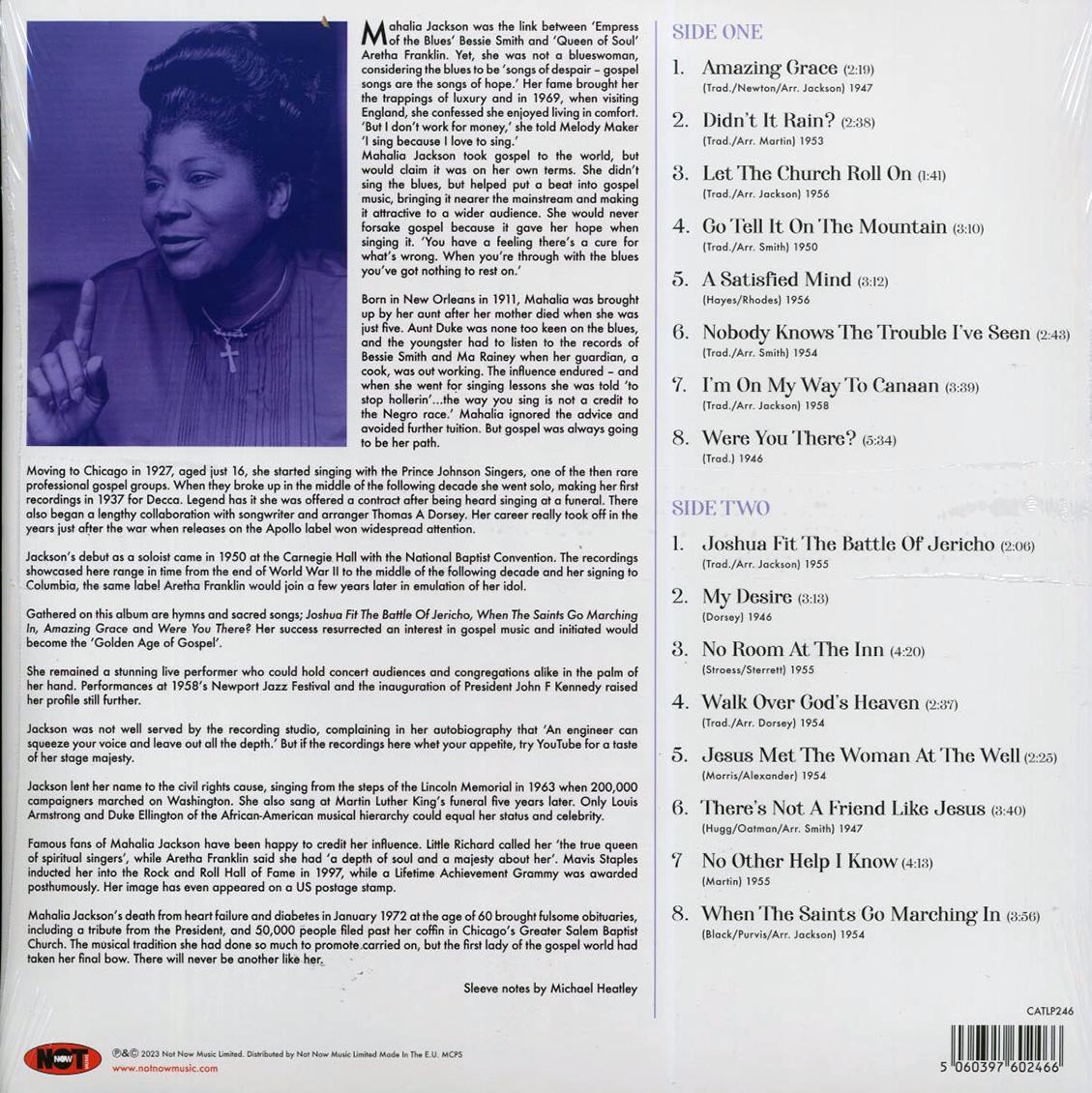 Mahalia Jackson - Queen Of Gospel (180g) vinyl LP back cover