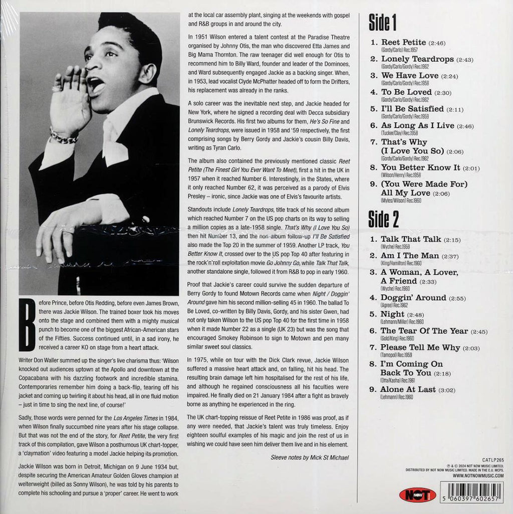 Jackie Wilson - Reet Petite: The Best Of Jackie Wilson (180g) vinyl LP back cover