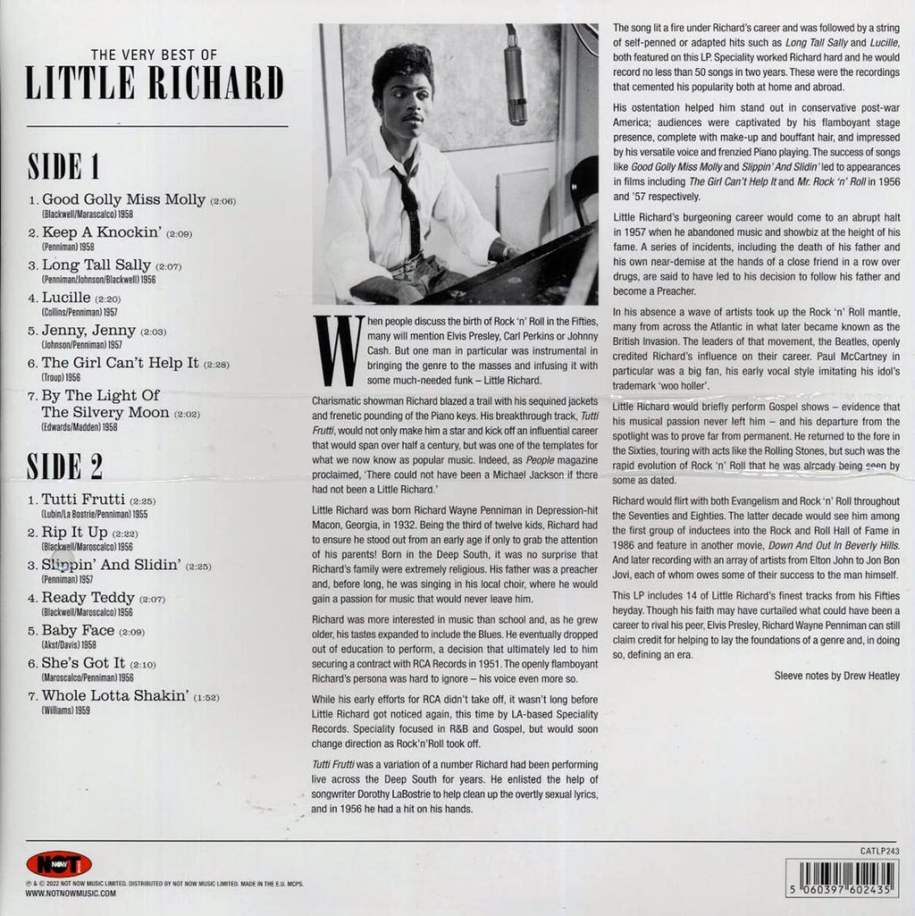 Little Richard - The Very Best Of Little Richard (180g) vinyl LP back cover