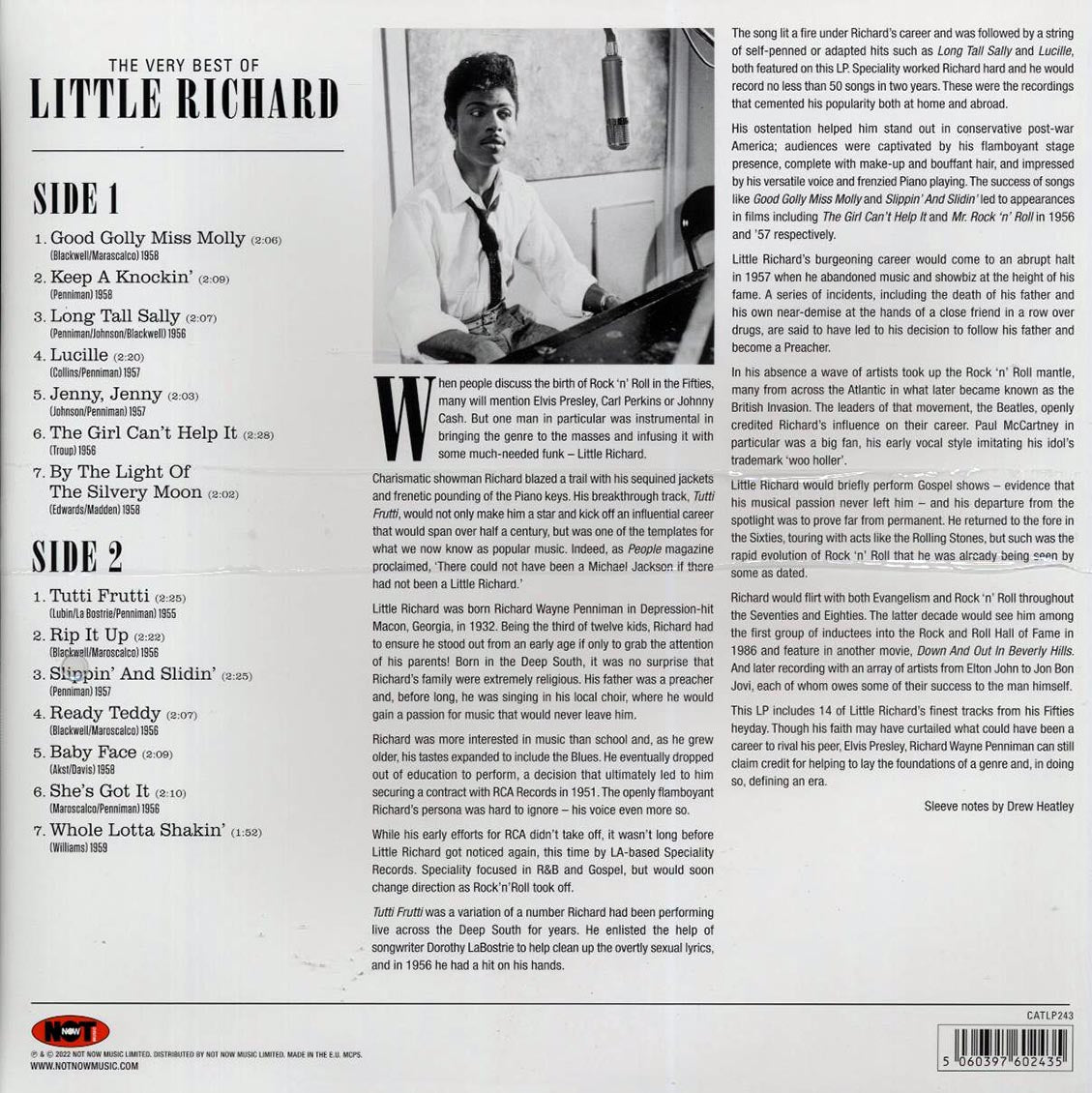 Little Richard - The Very Best Of Little Richard (180g) vinyl LP back cover