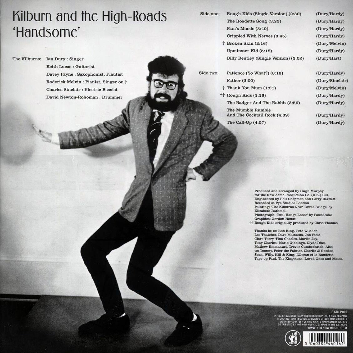 Kilburn And The High-Roads - Handsome (180g) (turquoise vinyl) vinyl LP back cover