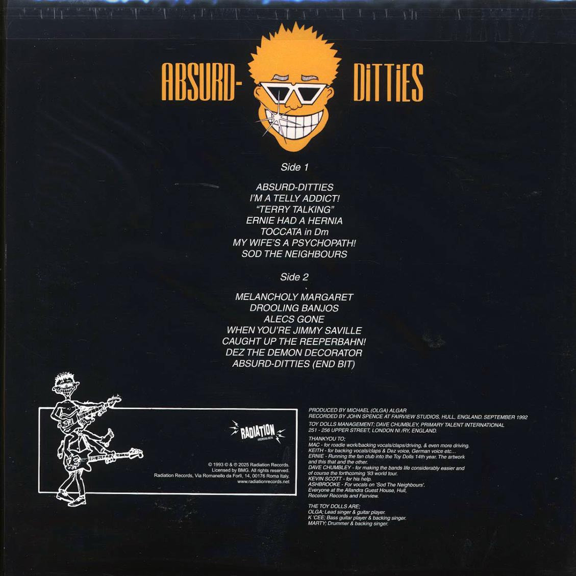 The Toy Dolls - Absurd-Ditties vinyl LP back cover