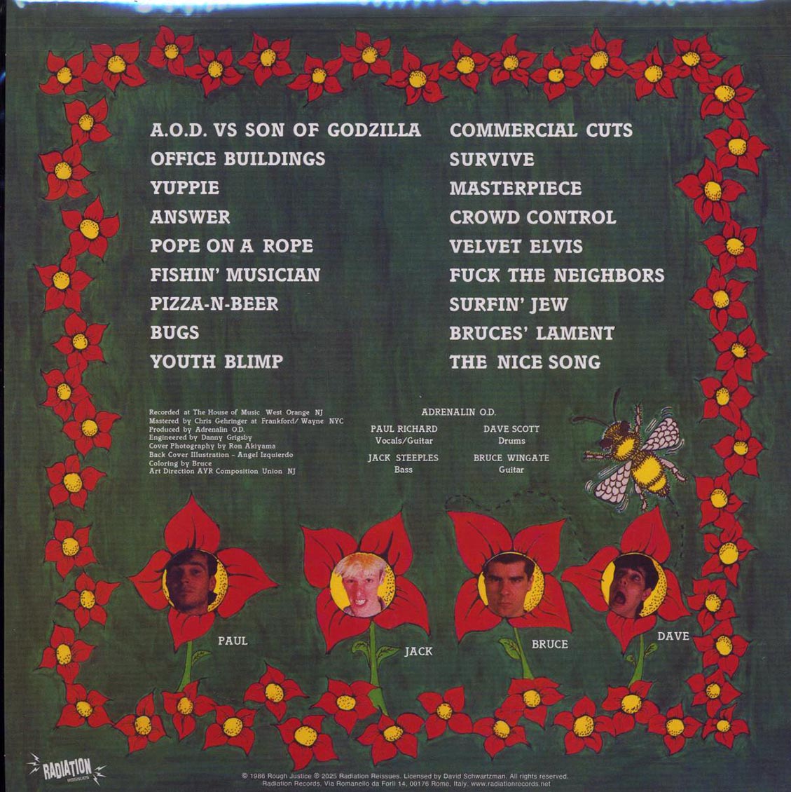 Adrenalin OD - Humungousfungusamongus (ltd. ed.) (red vinyl) vinyl LP back cover