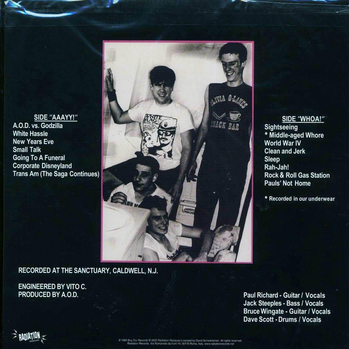 Adrenalin OD - The Wacky Hi-Jinks Of Adrenalin OD (ltd. ed.) (pink vinyl) vinyl LP back cover